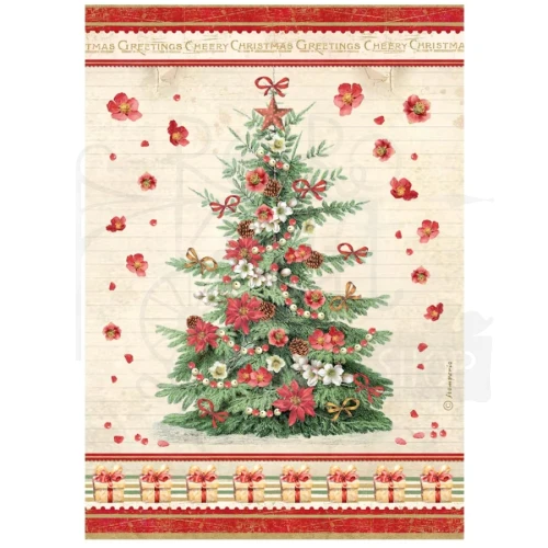 Papier ryżowy do decoupage A4 Classic Christmas Choinka DFSA41131 Stamperia