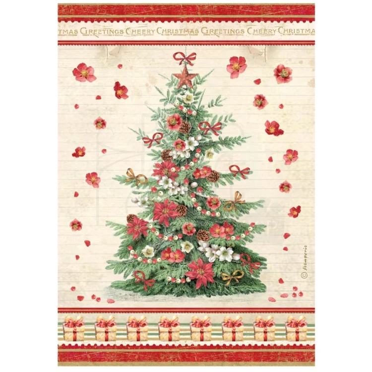 Papier ryżowy do decoupage A4 Classic Christmas Choinka DFSA41131 Stamperia