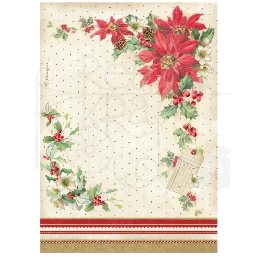 Papier ryżowy do decoupage A4 Classic Christmas Gwiazda betlejemska DFSA41130 Stamperia
