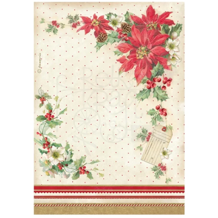Papier ryżowy do decoupage A4 Classic Christmas Gwiazda betlejemska DFSA41130 Stamperia