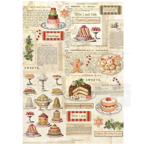 Papier ryżowy do decoupage A4 Classic Christmas Słodkości DFSA41129 Stamperia