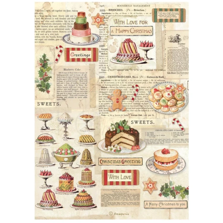 Papier ryżowy do decoupage A4 Classic Christmas Słodkości DFSA41129 Stamperia