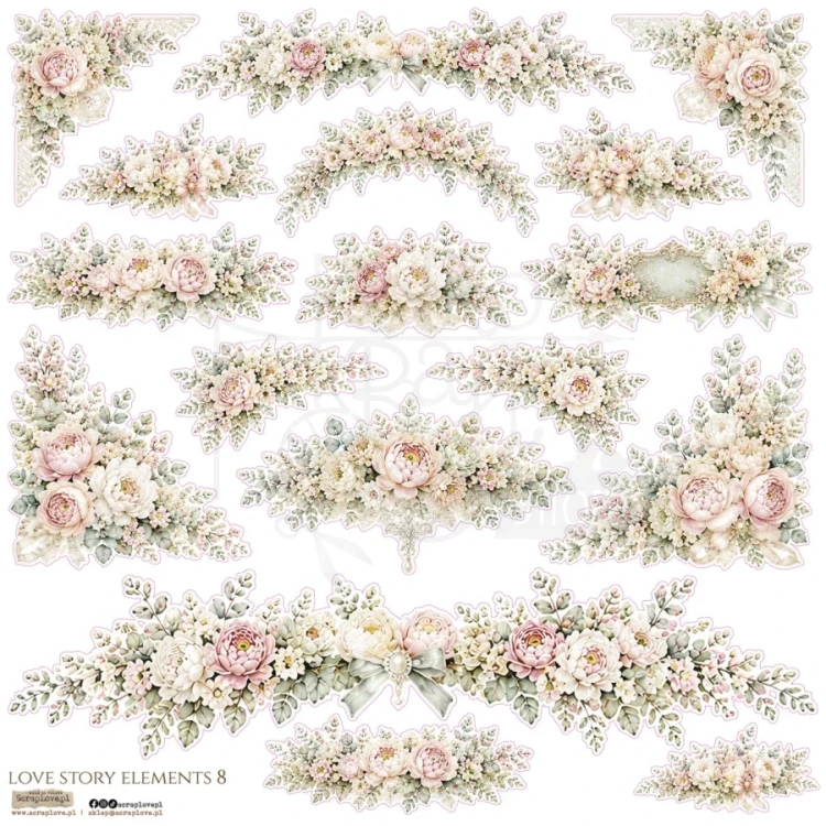 Naklejki papierowe do scrapbookingu i art journalingu Love Story Elements 8 ScrapLove