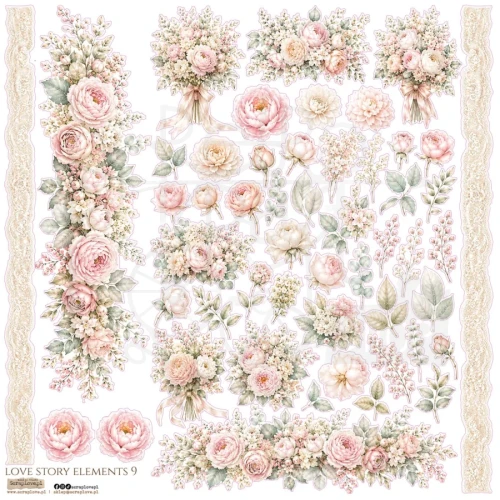 Naklejki papierowe do scrapbookingu i art journalingu Love Story Elements 9 ScrapLove