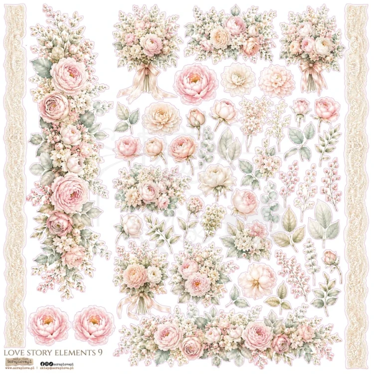 Naklejki papierowe do scrapbookingu i art journalingu Love Story Elements 9 ScrapLove
