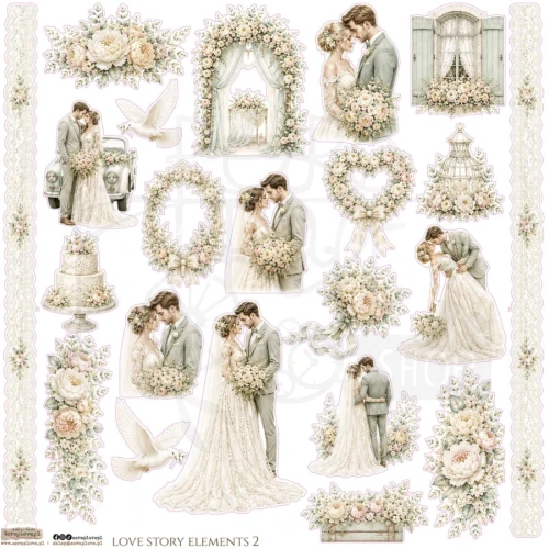 Naklejki papierowe do scrapbookingu i art journalingu Love Story Elements 2 ScrapLove