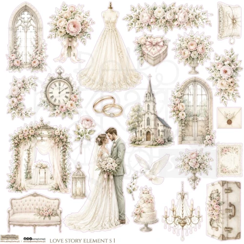 Naklejki papierowe do scrapbookingu i art journalingu Love Story Elements 1 ScrapLove