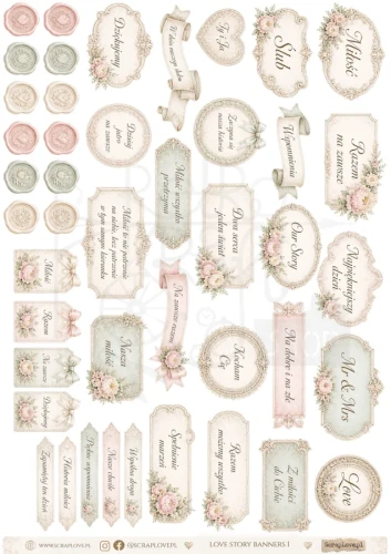 Papier do scrapbookingu A4 Love Story Banners 1 LSPBA1 ScrapLove