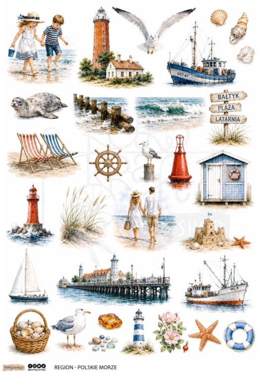 Papier do scrapbookingu A4 Region - polskie morze 6731 ScrapLove