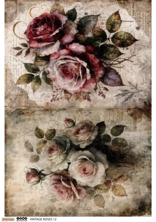 Papier ryżowy do decoupage A4 Vintage Roses 12 6701 ScrapLove