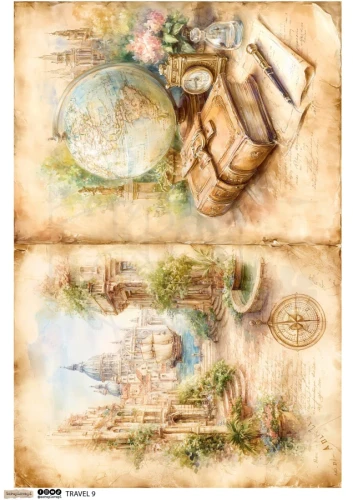 Papier ryżowy do decoupage A4 Travel 9 6662 ScrapLove