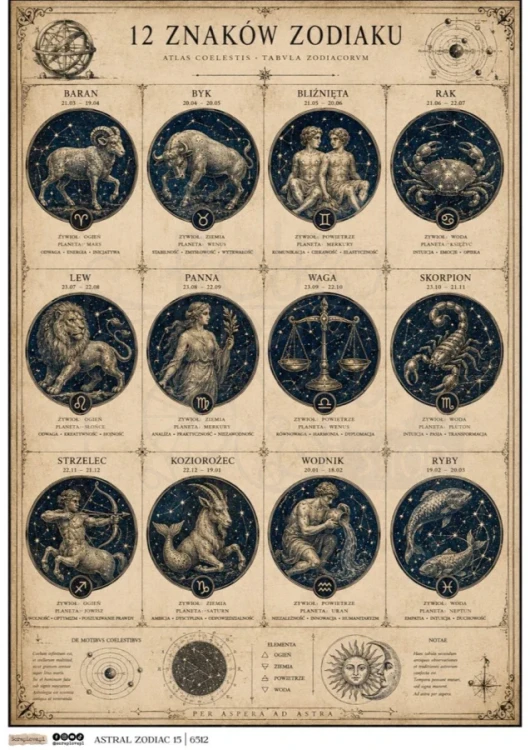 Papier do scrapbookingu A4 Astral Zodiac 15 6512 ScrapLove