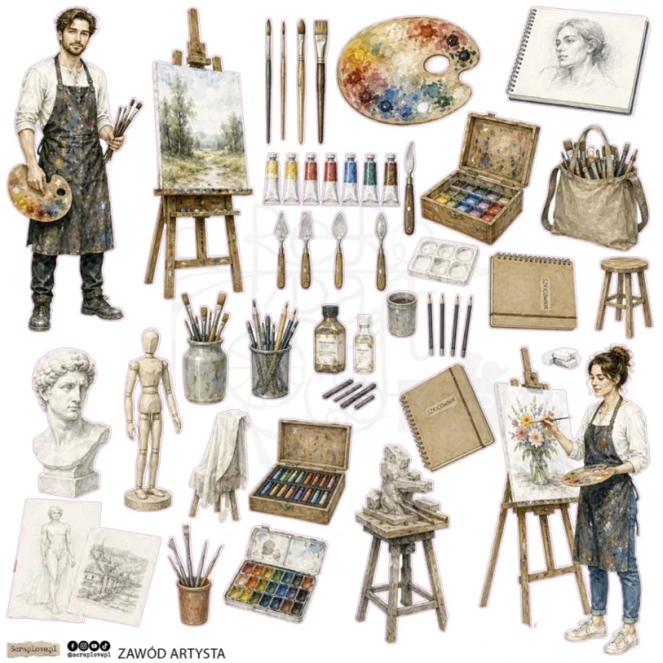 Naklejki papierowe do scrapbookingu i art journalingu Artyści ScrapLove