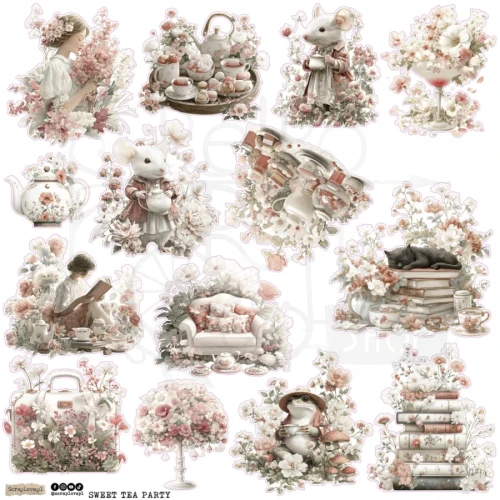 Naklejki papierowe do scrapbookingu i art journalingu Sweet Tea Party 1 ScrapLove
