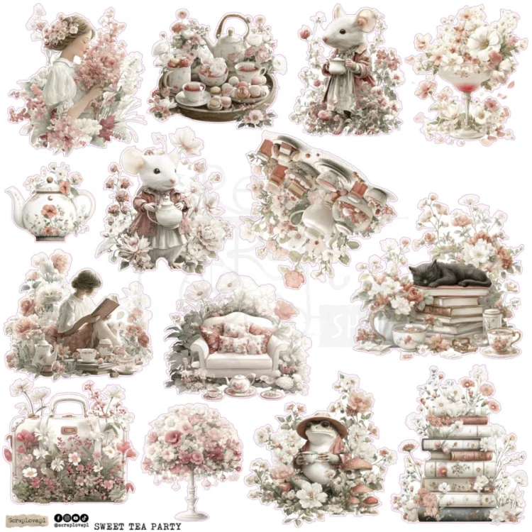 Naklejki papierowe do scrapbookingu i art journalingu Sweet Tea Party 1 ScrapLove
