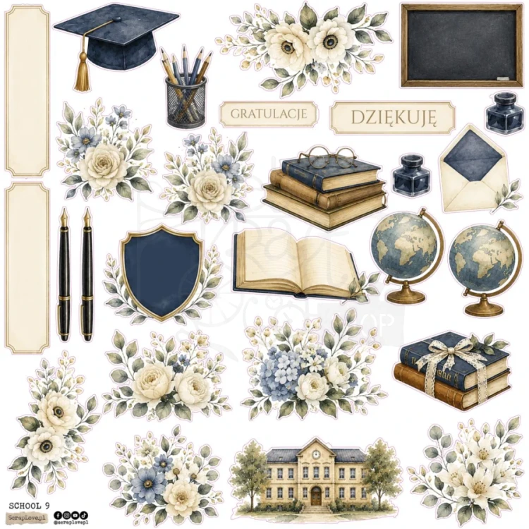 Naklejki papierowe do scrapbookingu i art journalingu School 9 ScrapLove