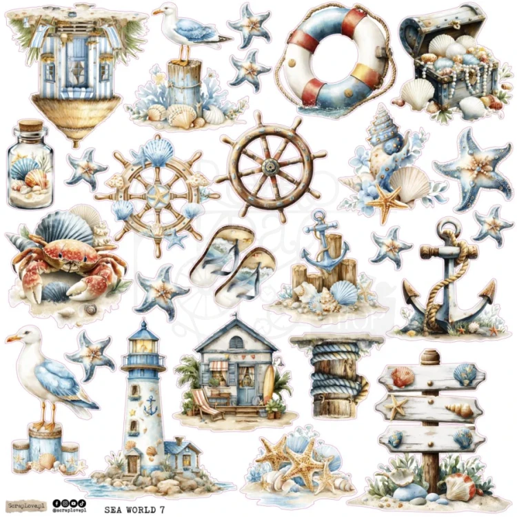 Naklejki papierowe do scrapbookingu i art journalingu Sea World 7 ScrapLove
