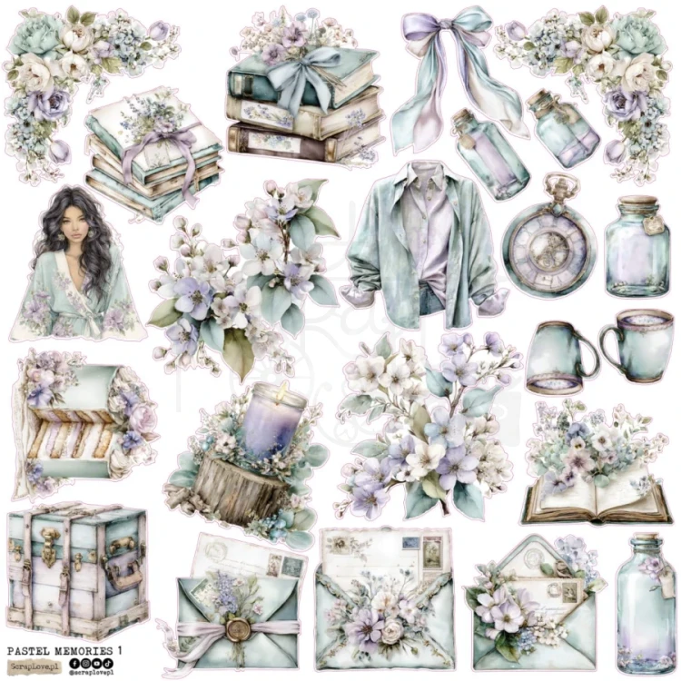 Naklejki papierowe do scrapbookingu i art journalingu Pastel Memories 1 ScrapLove