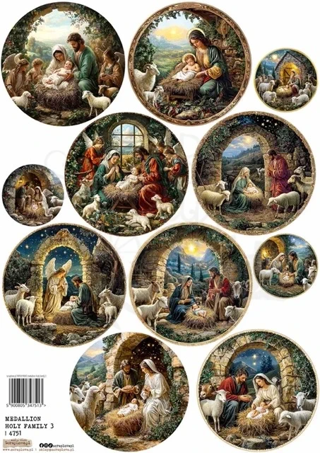 Papier ryżowy do decoupage A4 Medallion Holy Family 3 4751 ScrapLove