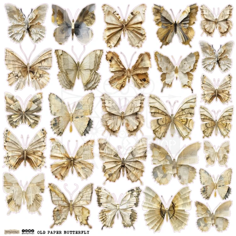 Naklejki foliowe do scrapbookingu i art journalingu Old Paper Butterfly 1 ScrapLove