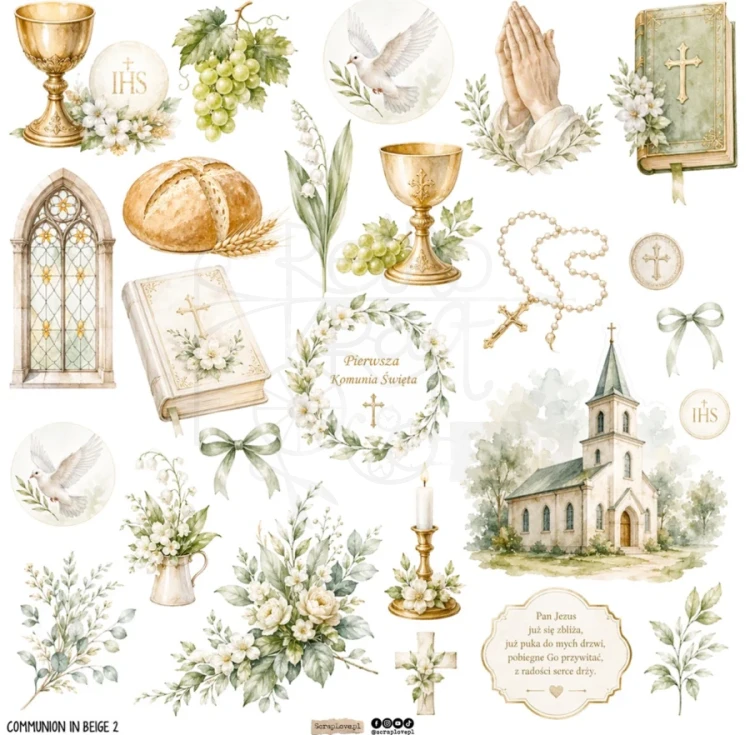 Naklejki papierowe do scrapbookingu i art journalingu Communion In Beige 2 ScrapLove