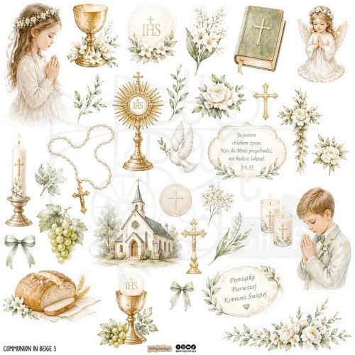 Naklejki papierowe do scrapbookingu i art journalingu Communion In Beige 3 ScrapLove