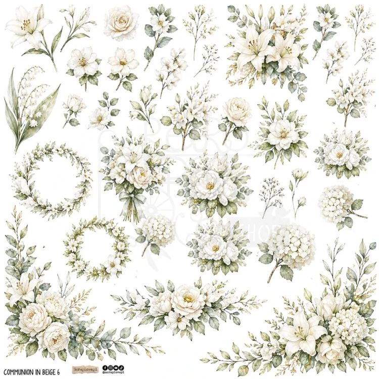 Naklejki papierowe do scrapbookingu i art journalingu Communion In Beige 6 ScrapLove