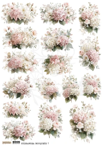 Papier ryżowy do decoupage A4 Hydrangea Bouquets 1 6293 ScrapLove