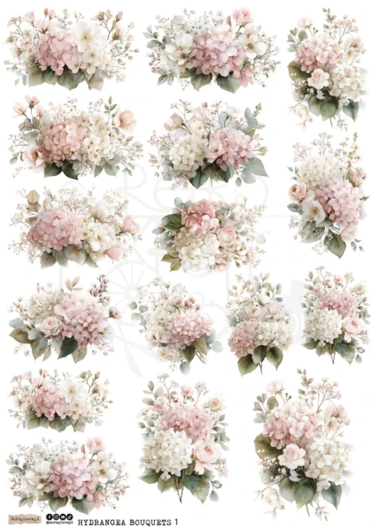 Papier ryżowy do decoupage A4 Hydrangea Bouquets 1 6293 ScrapLove