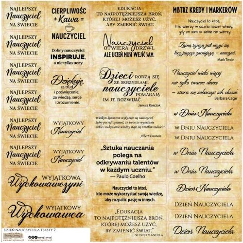Naklejki papierowe do scrapbookingu i art journalingu Dzień nauczyciela teksty 2 ScrapLove