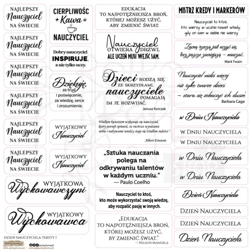 Naklejki papierowe do scrapbookingu i art journalingu Dzień nauczyciela teksty 1 ScrapLove
