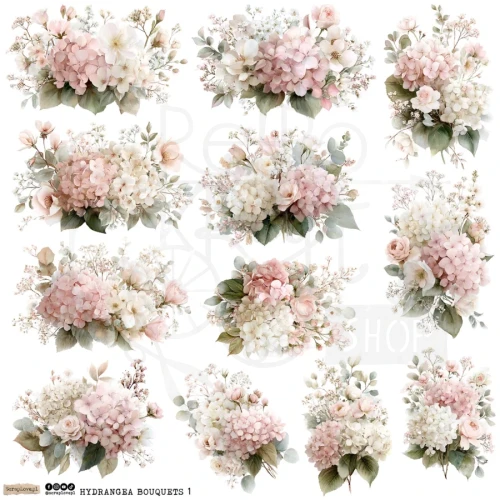 Naklejki papierowe do scrapbookingu i art journalingu Hydrangea Bouquets 1 ScrapLove