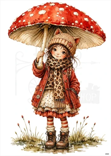 Papier ryżowy do decoupage A5 Dziewczynka i muchomor 23523