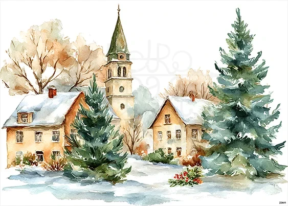 Papier ryżowy do decoupage A5 Zimowe miasteczko 23441
