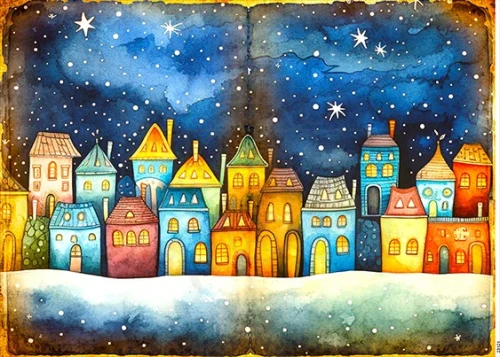 Papier ryżowy do decoupage A5 Kolorowe miasteczko 23121