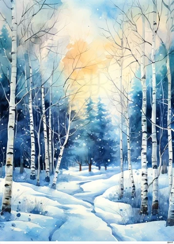 Papier ryżowy do decoupage A5 Niebieski krajobraz 23117