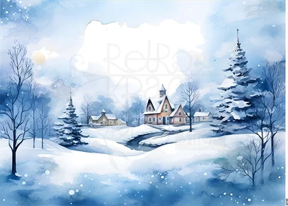 Papier ryżowy do decoupage A5 Niebieski krajobraz 23105