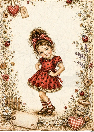 Papier ryżowy do decoupage A5 Dziewczynka retro 22873