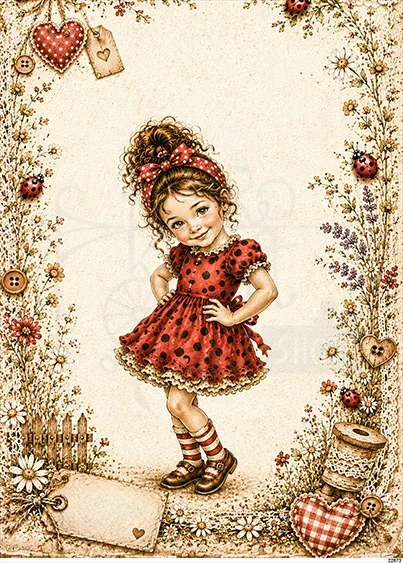 Papier ryżowy do decoupage A5 Dziewczynka retro 22873