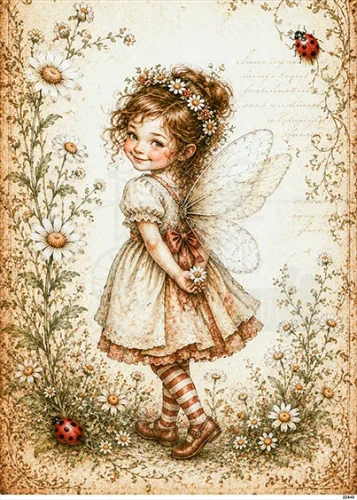 Papier ryżowy do decoupage A5 Dziewczynka elf retro 22845