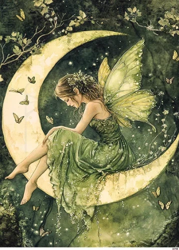 Papier ryżowy do decoupage A5 Dziewczynka elf i księżyc 22780
