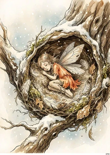 Papier ryżowy do decoupage A5 Śpiąca dziewczynka elf 22739