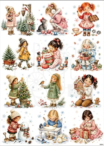Papier ryżowy do decoupage A4 Zimowe dziewczynki 23514