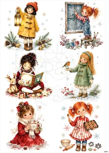 Papier ryżowy do decoupage A4 Zimowe dziewczynki 23513