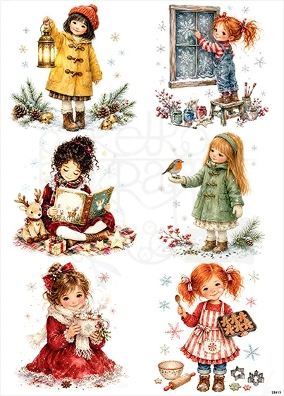 Papier ryżowy do decoupage A4 Zimowe dziewczynki 23513