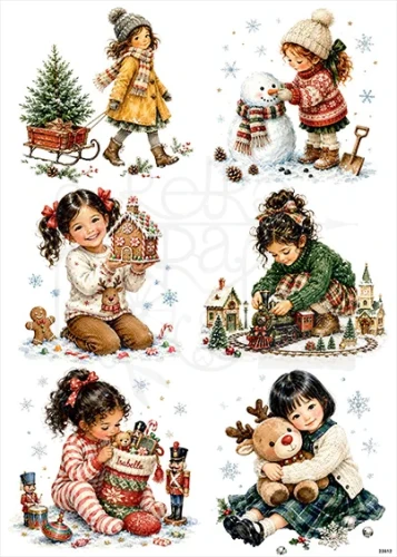 Papier ryżowy do decoupage A4 Zimowe dziewczynki 23512