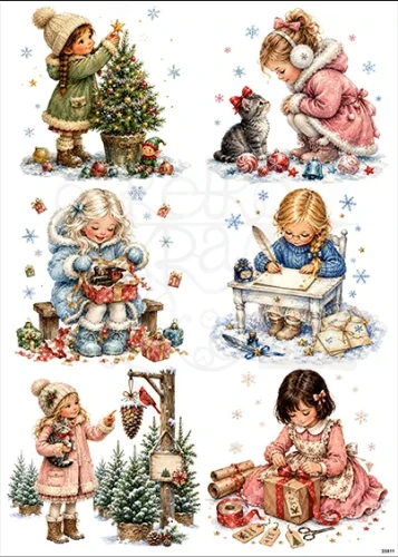 Papier ryżowy do decoupage A4 Zimowe dziewczynki 23511