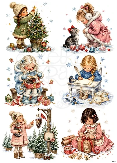 Papier ryżowy do decoupage A4 Zimowe dziewczynki 23511
