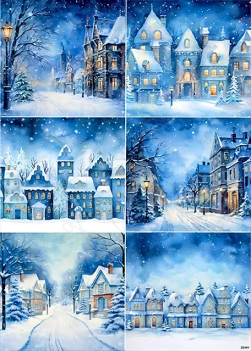 Papier ryżowy do decoupage A4 Niebieskie miasteczko 23481