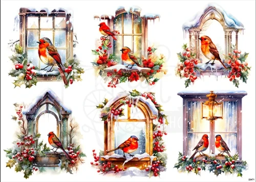 Papier ryżowy do decoupage A4 Zimowe ptaszki 23471